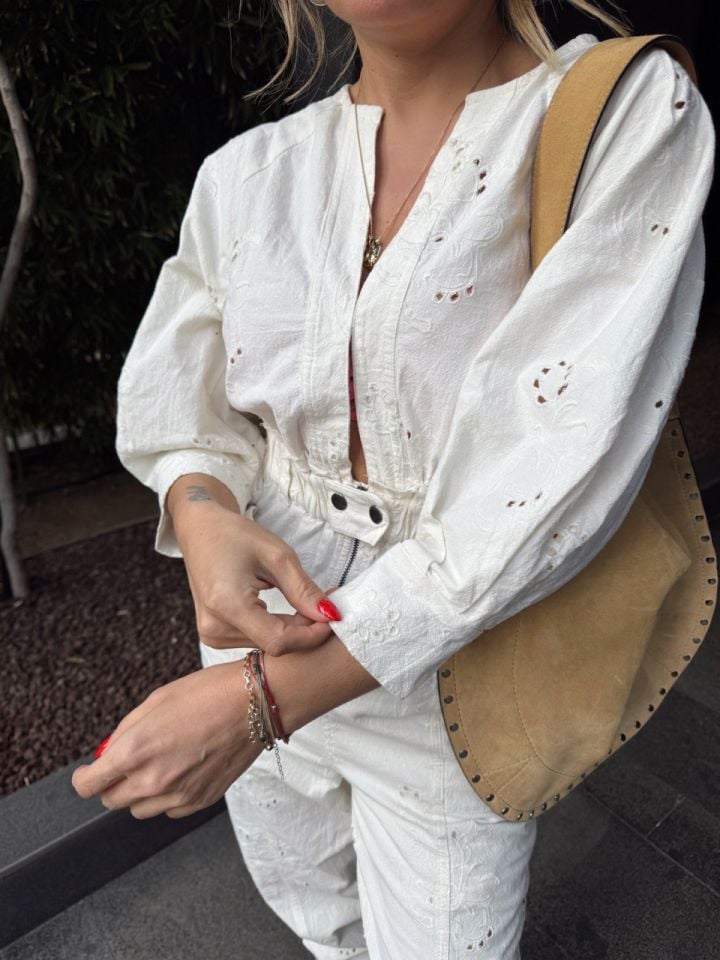 KIRIK BEYAZ GÜPÜRLÜ İTHAL TULUM