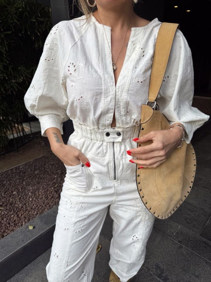 KIRIK BEYAZ GÜPÜRLÜ İTHAL TULUM