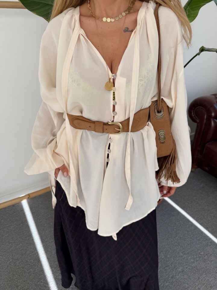 KREM GÖMLEK BLUZ ( ÖN SİPARİŞ )