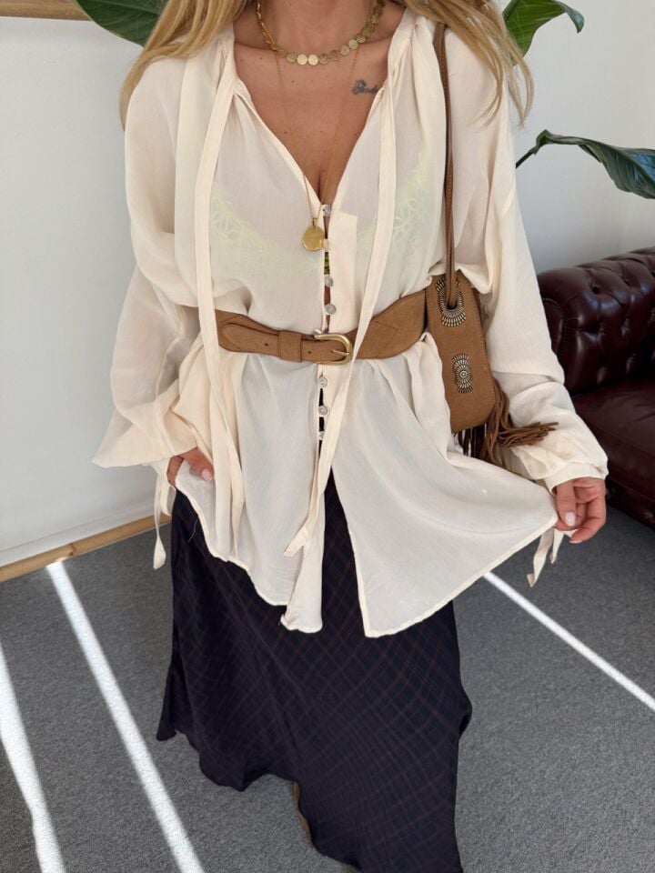 KREM GÖMLEK BLUZ ( ÖN SİPARİŞ )