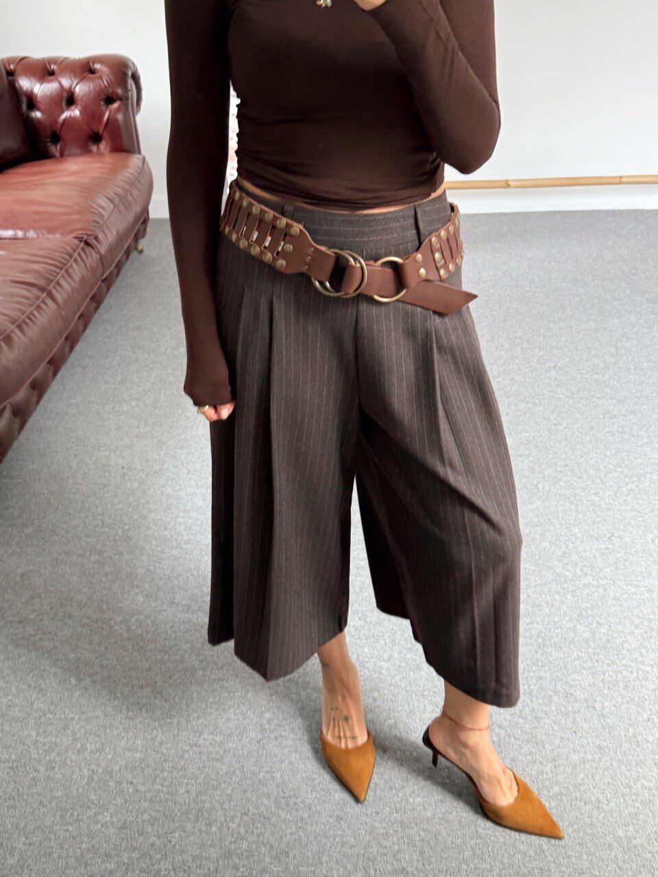 KAHVE ÇİZGİLİ BERMUDA