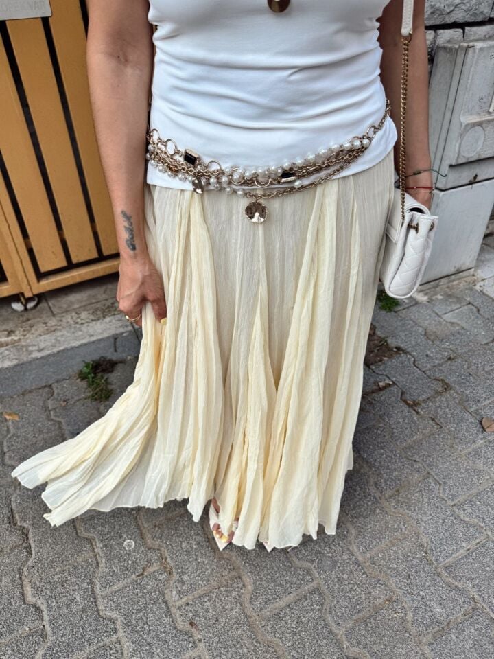 SARI PİLELİ ASTARLI ETEK