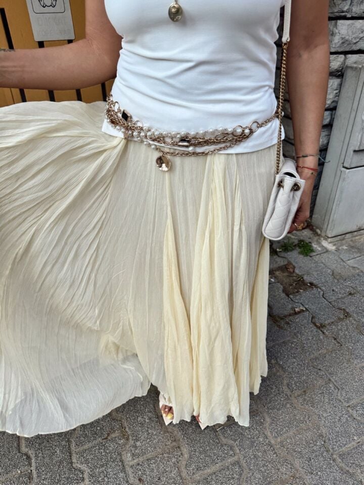 SARI PİLELİ ASTARLI ETEK