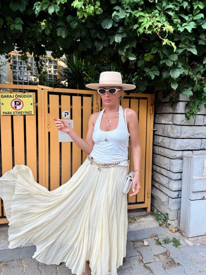 SARI PİLELİ ASTARLI ETEK