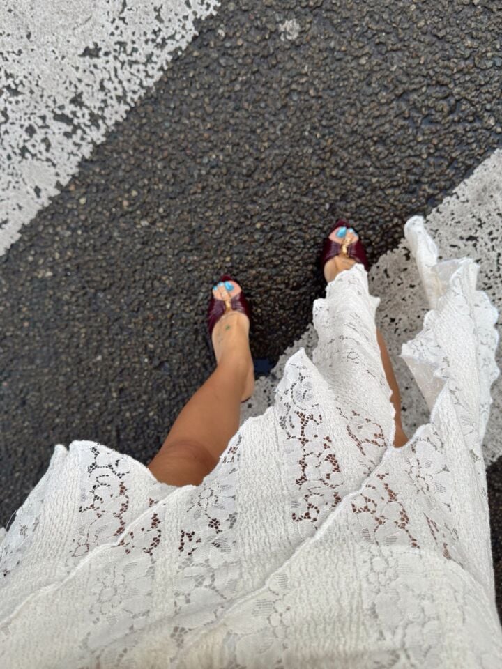 BOHO KREM DANTEL İŞLEMELİ  ETEK