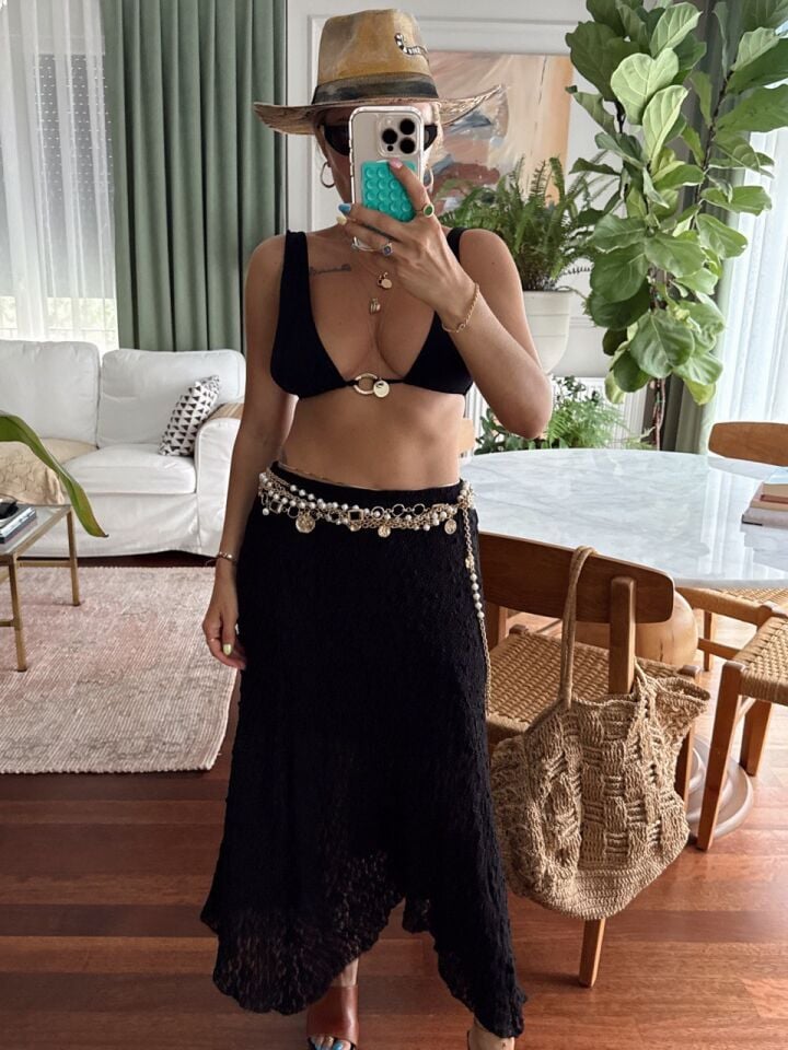 SİYAH ASTARLI DANTEL MİDİ BOY ETEK