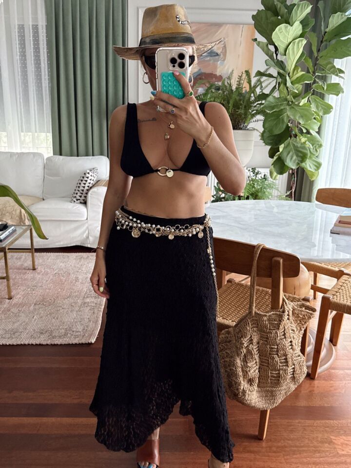 SİYAH ASTARLI DANTEL MİDİ BOY ETEK