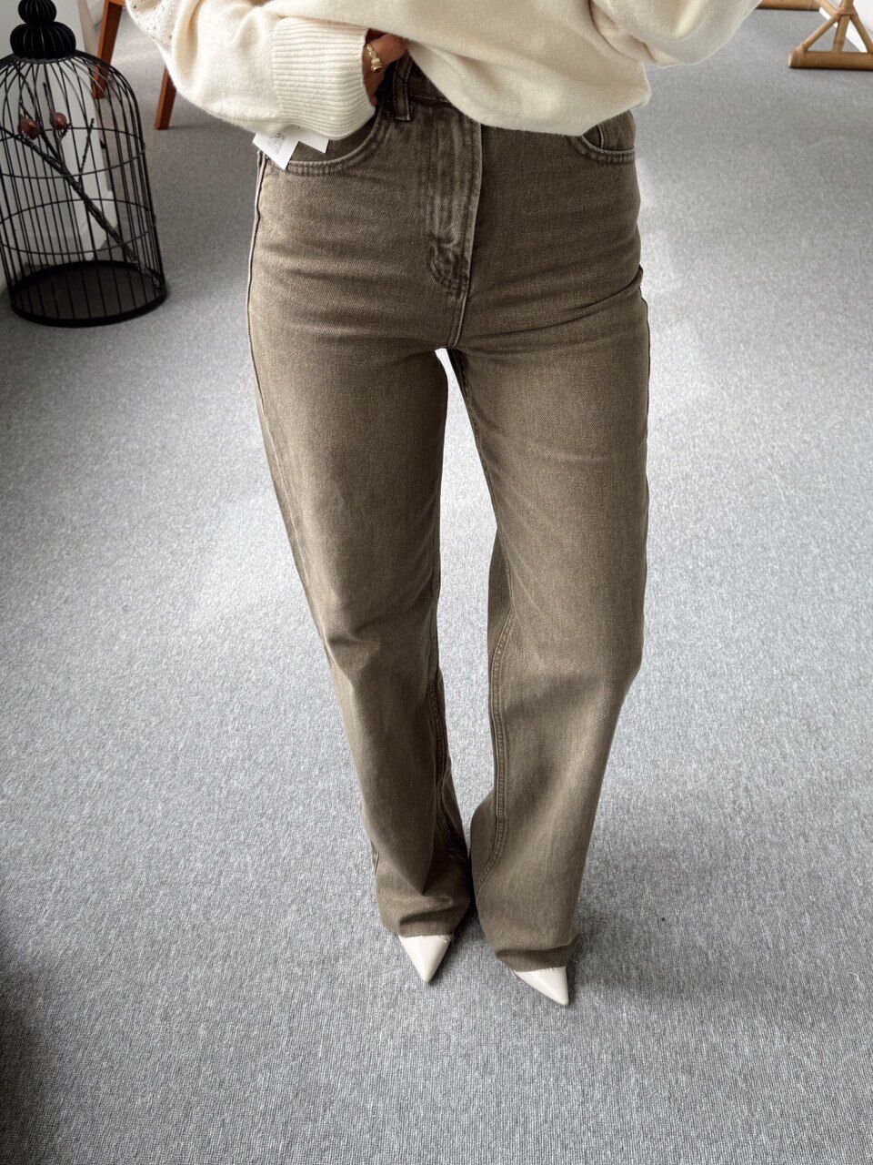 HAKİ DENIM PALAZZO JEAN