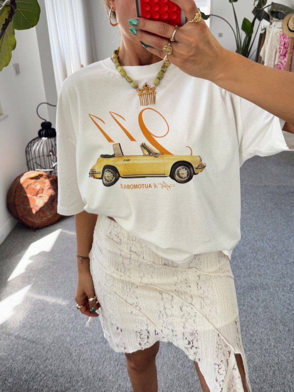 SARI OTOMOBİL BASKILI TSHİRT