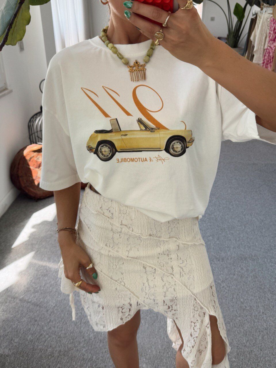 SARI OTOMOBİL BASKILI TSHİRT