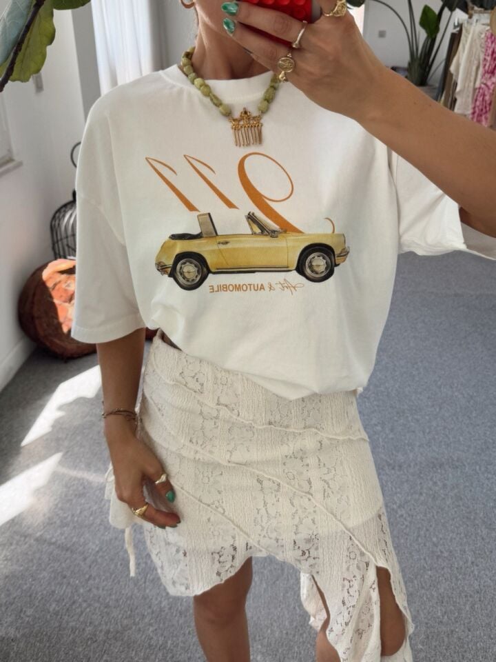 SARI OTOMOBİL BASKILI TSHİRT