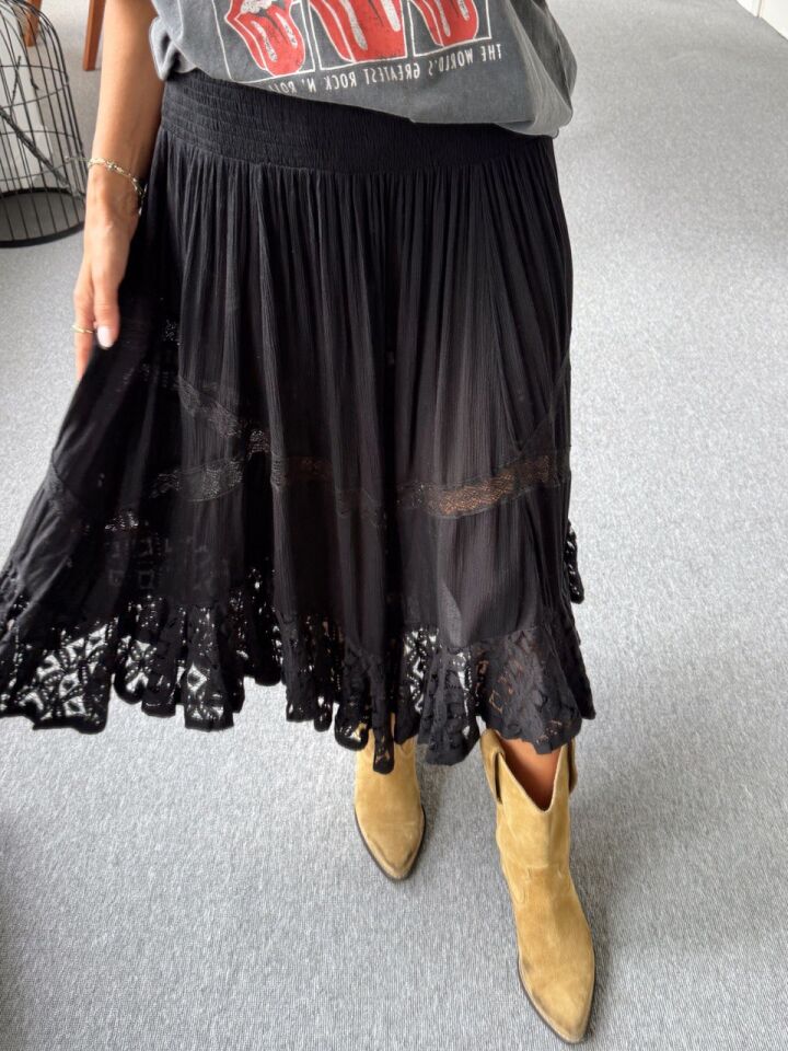 SİYAH FİSTO İŞLEMELİ İTHAL ETEK