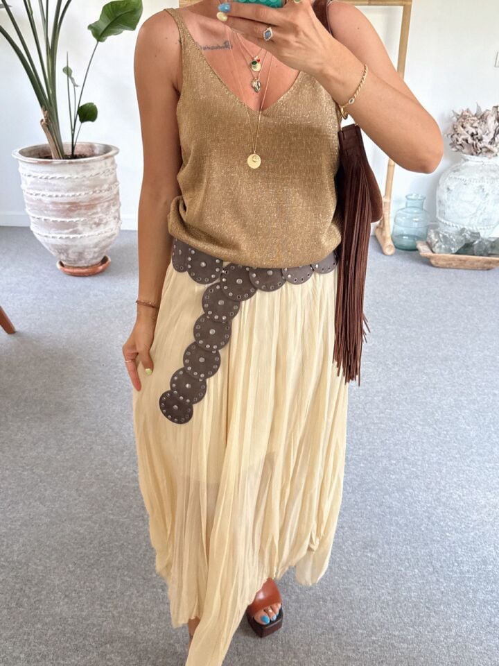 SARI KIRIŞIK GÖRÜNÜMLÜ ASTARLI ETEK