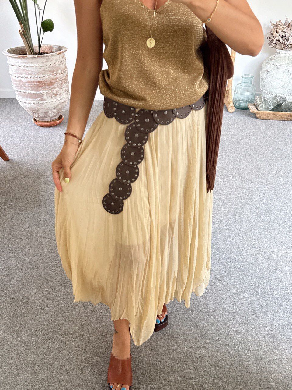 SARI KIRIŞIK GÖRÜNÜMLÜ ASTARLI ETEK