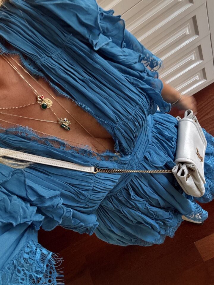 MAVİ FIRFIRLI DANTEL DETAY İTHAL EBLİSE