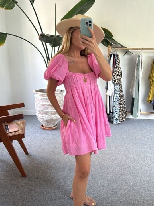 PEMBE KETEN İTHAL ELBİSE