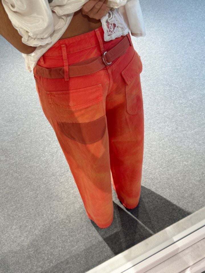 TURUNCU BATİK YIKAMA WİDE LEG JEAN