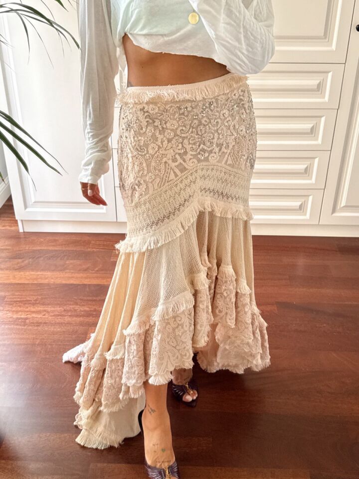 PURDA TAŞ DETAY VOLANLI İTHAL ETEK