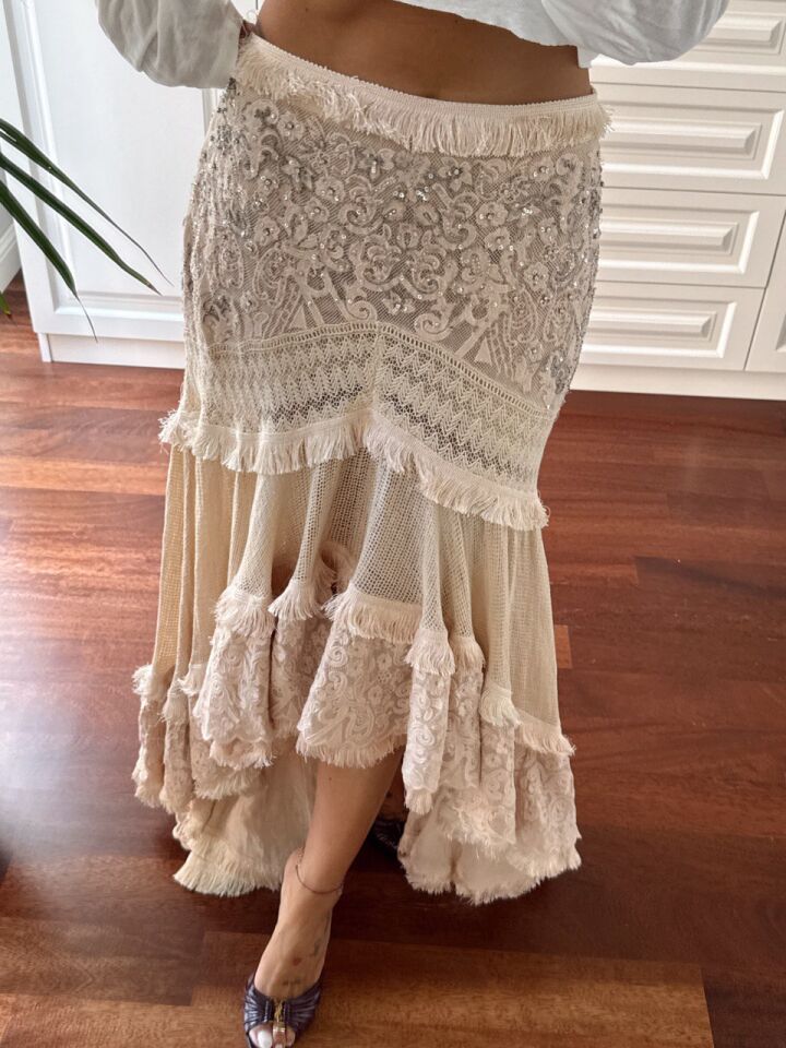 PURDA TAŞ DETAY VOLANLI İTHAL ETEK