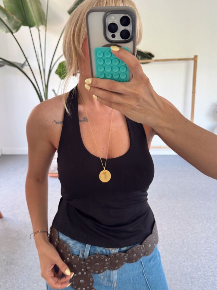 SİYAH HALTER YAKA TOP