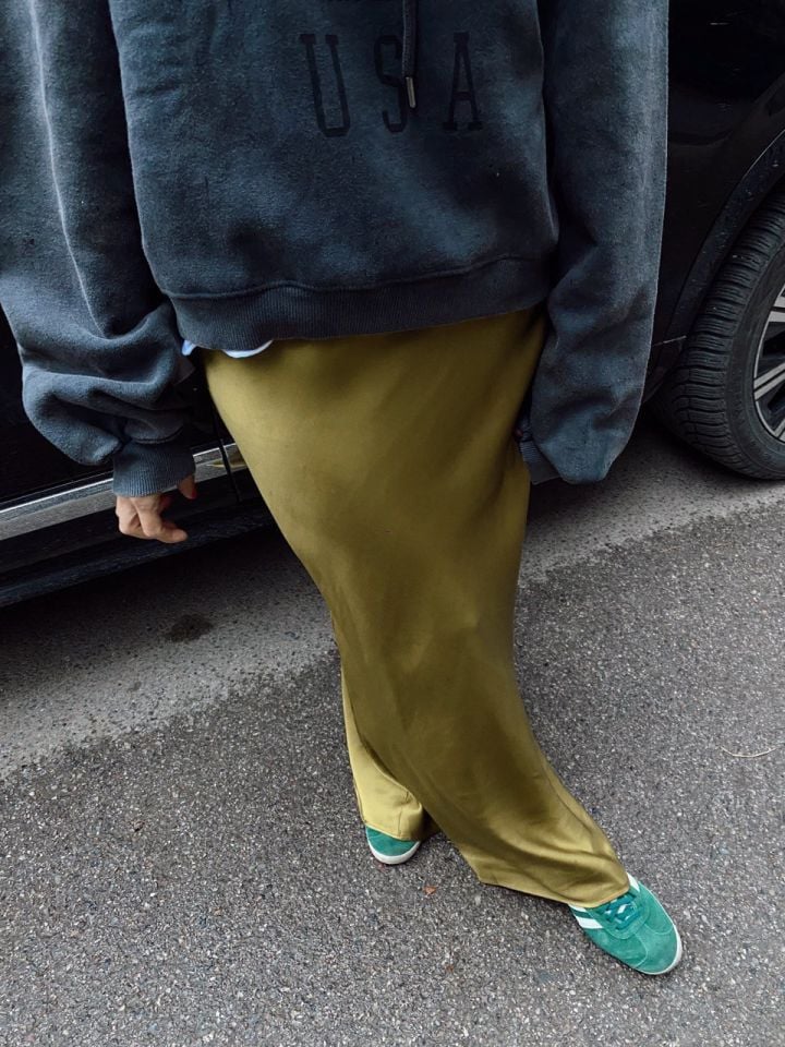 YAĞ YEŞİLİ MAXİ SATEN ETEK