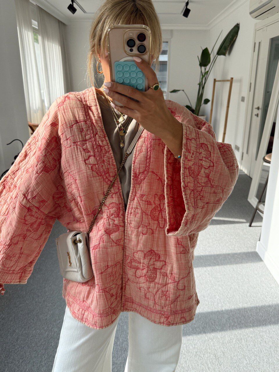 PEMBE DESENLİ  İTHAL CEKET