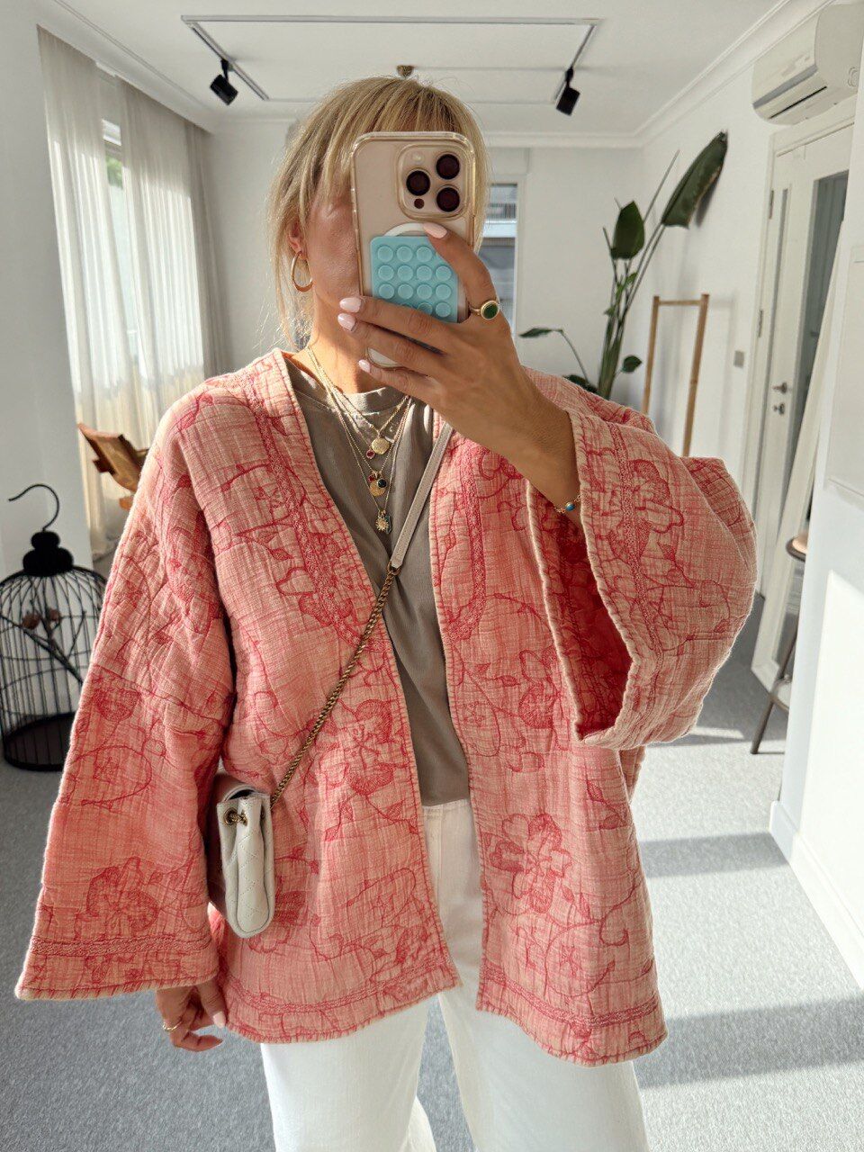 PEMBE DESENLİ  İTHAL CEKET