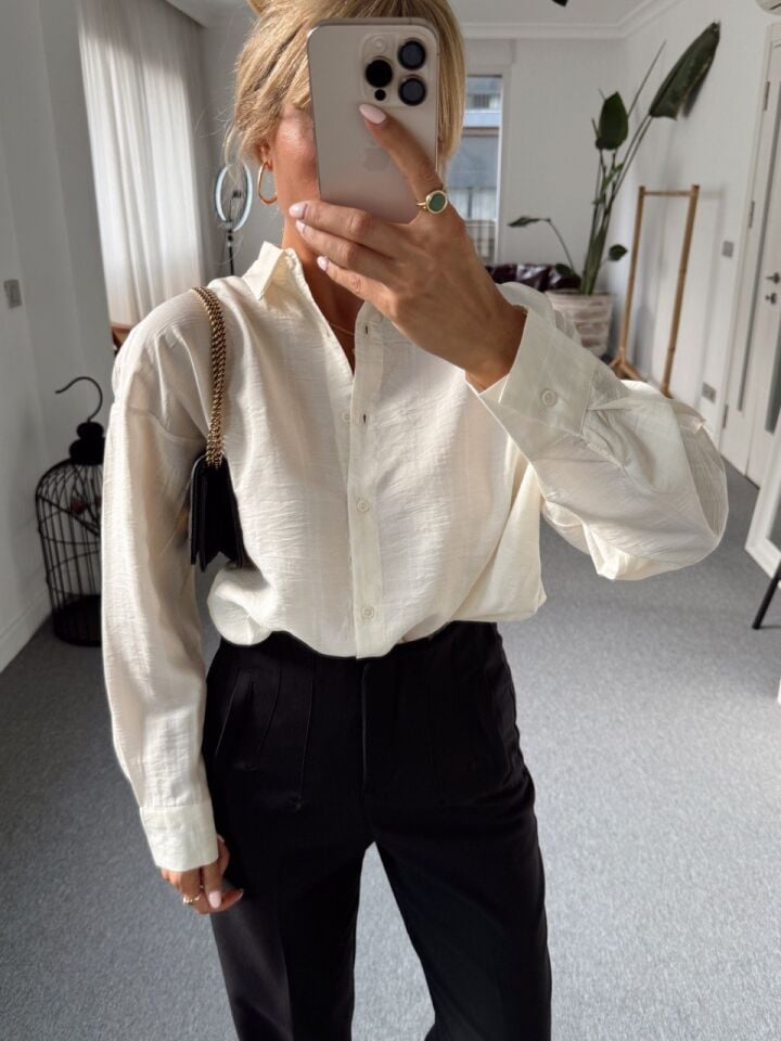 ÇİFT ÇİZGİLİ PAMUKLU GÖMLEK