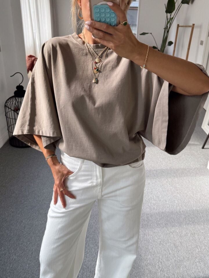 VİZON YARASA KOL PAMUKLU TSHIRT