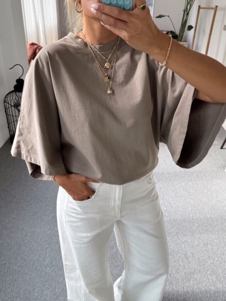 VİZON YARASA KOL PAMUKLU TSHIRT