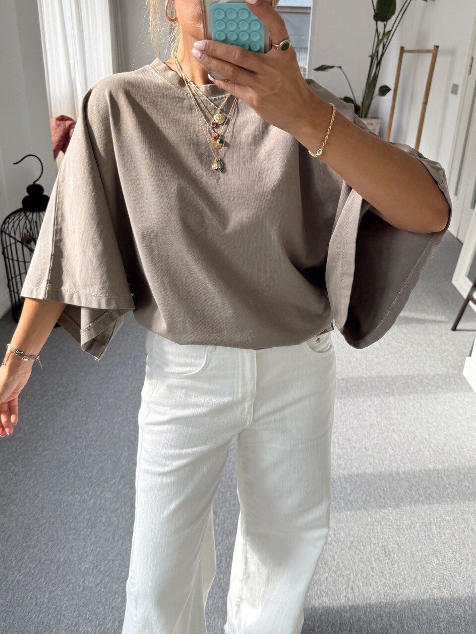 VİZON YARASA KOL PAMUKLU TSHIRT