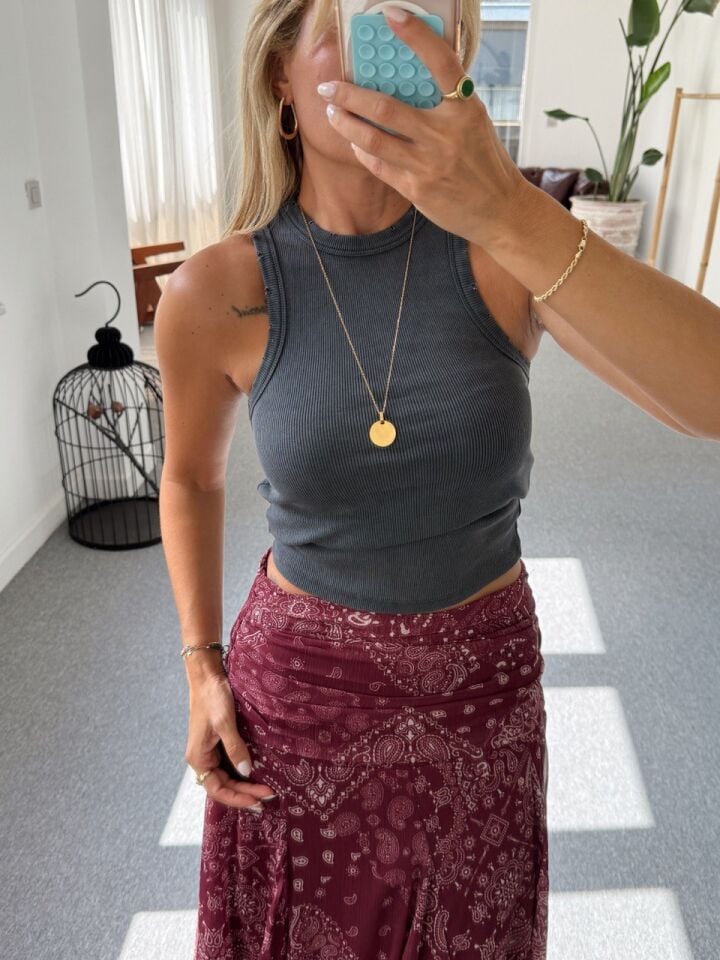 BORDO DESENLİ TÜL ASTARLI MAXI ETEK