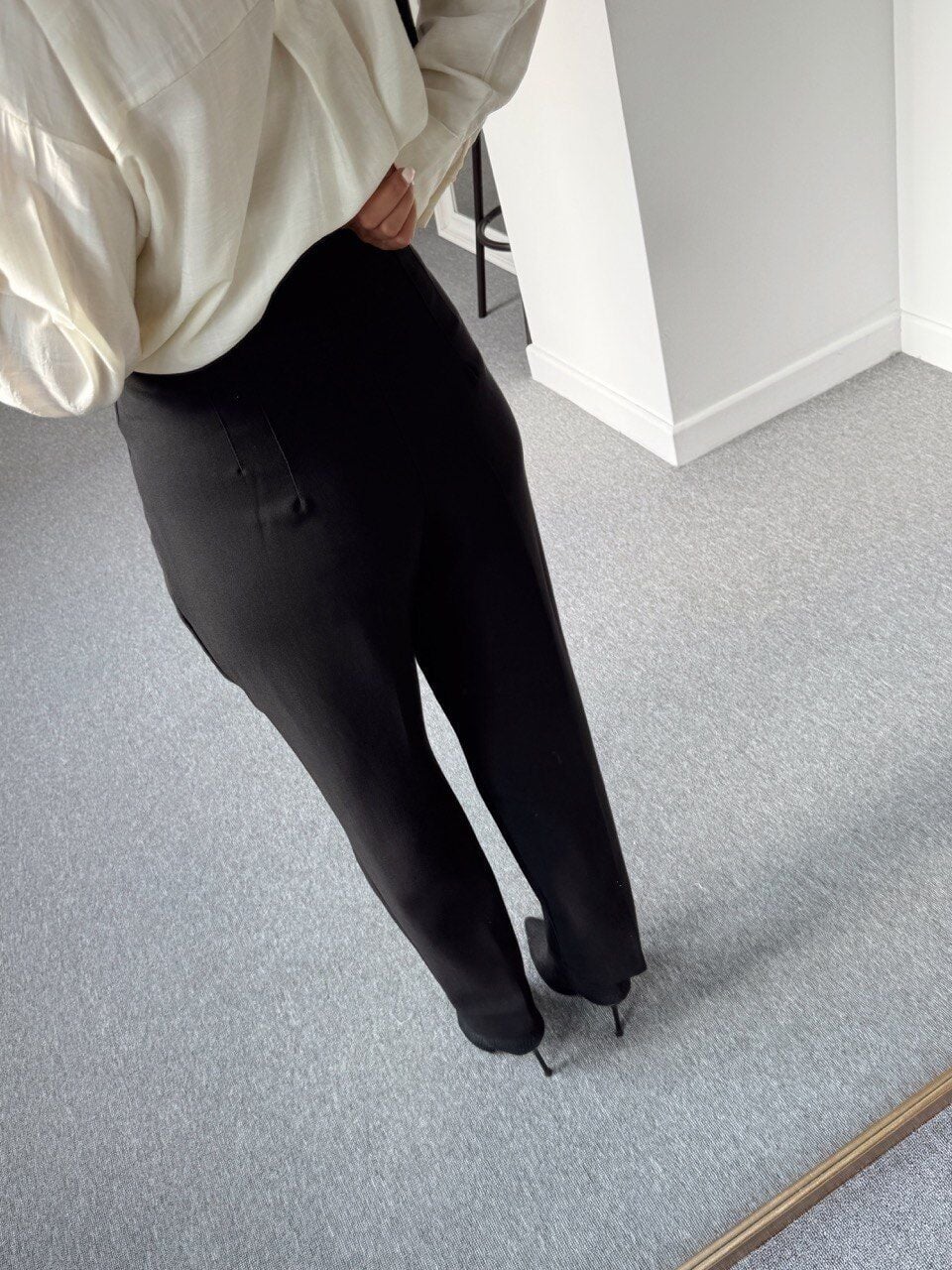 SİYAH KREP KUMAŞ YÜKSEK BEL PANTOLON