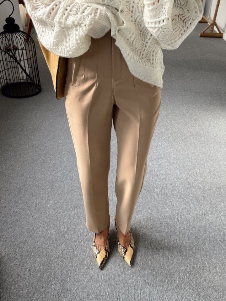 VİZON KREP KUMAŞ YÜKSEK BEL PANTOLON