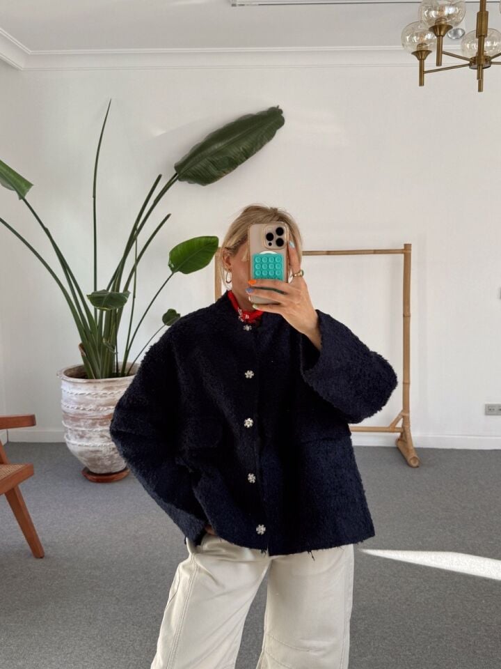 LACİVERT  BUKLET CEKET