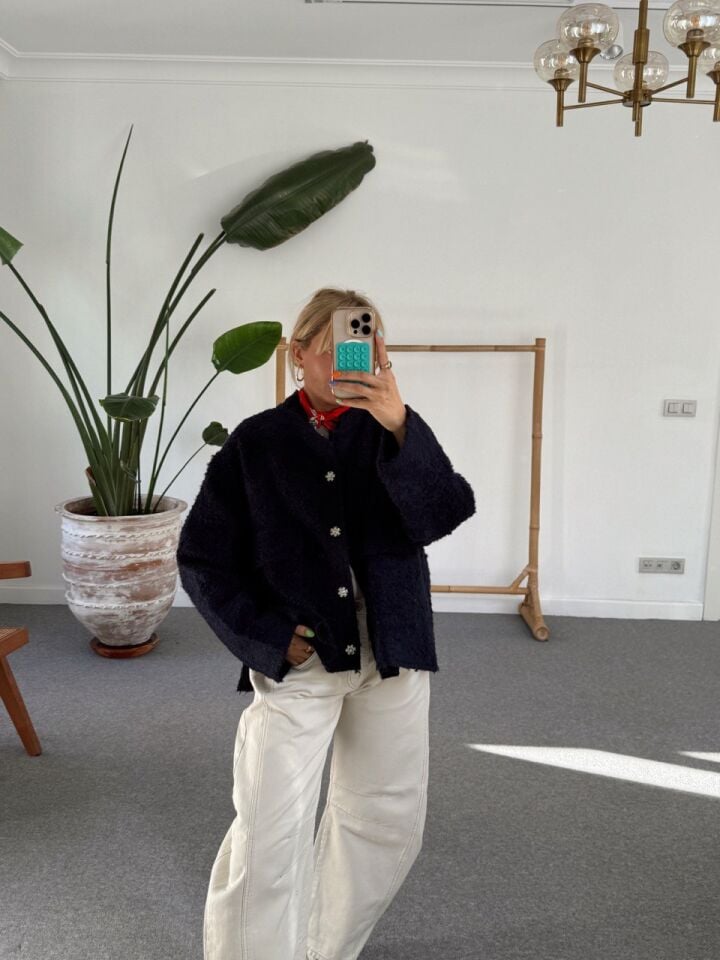 LACİVERT  BUKLET CEKET