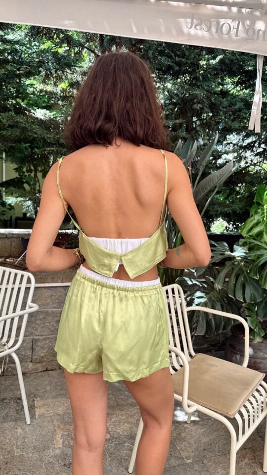 YEŞİL CROP ŞORT TAKIM