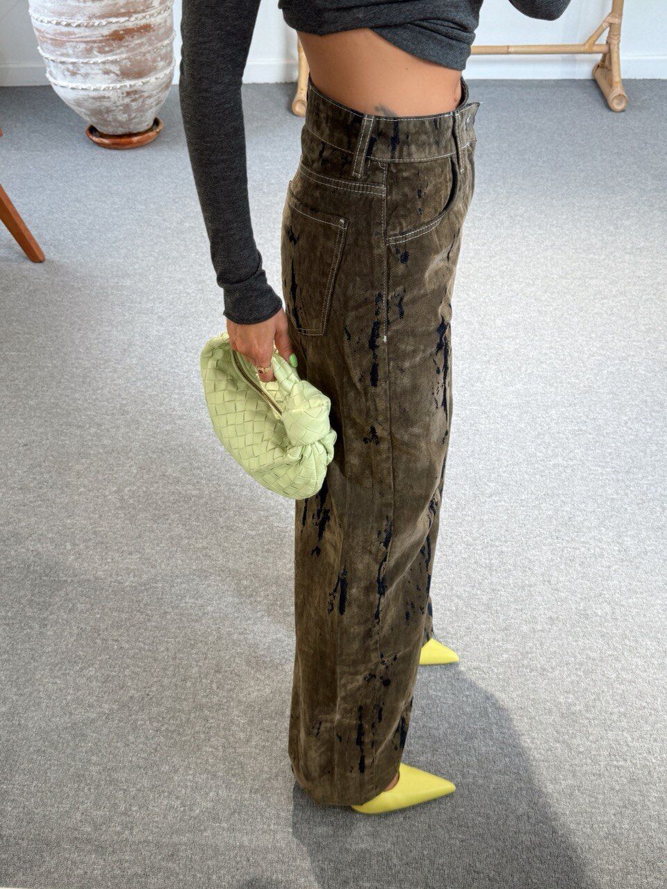 HAKİ-MAVİ RENK GEÇİŞLİ JEAN PANTOLON