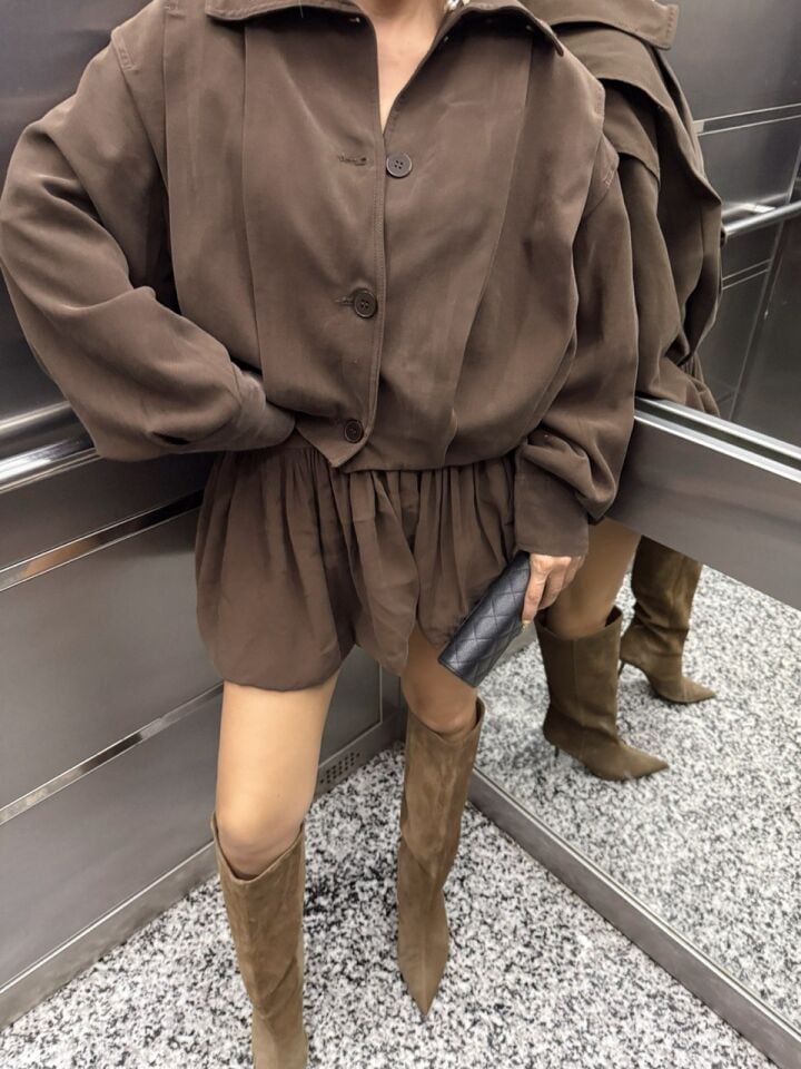 KAHVE TENSEL KUMAŞ BALON ETEK