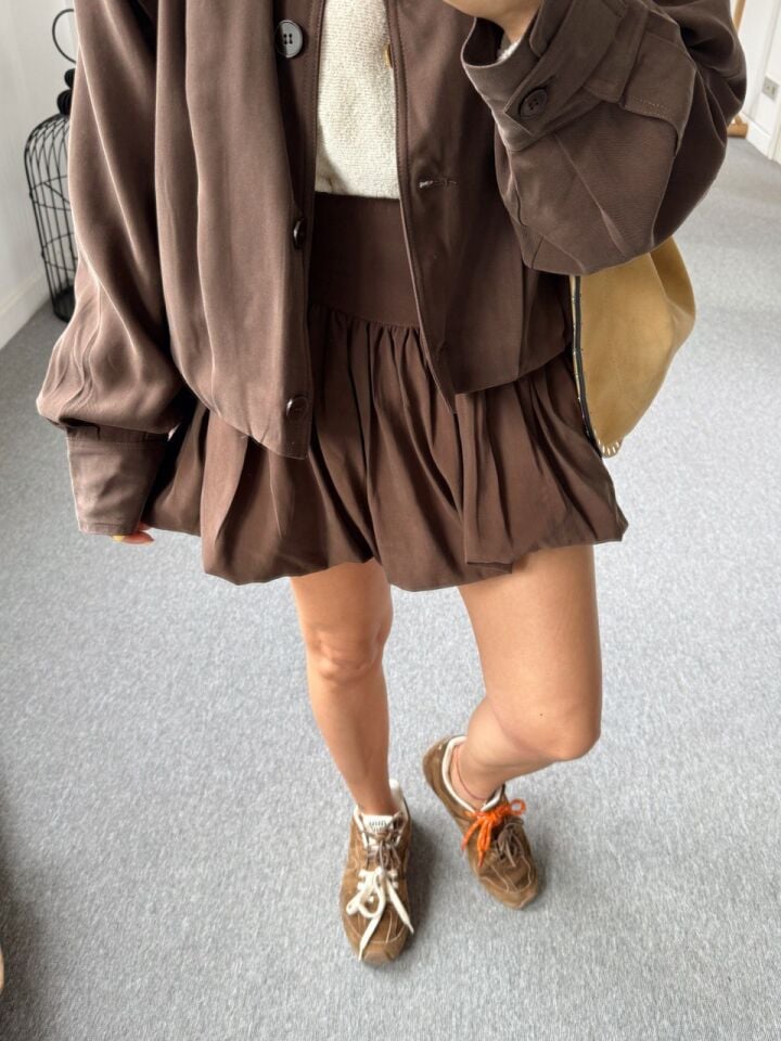 KAHVE TENSEL KUMAŞ BALON ETEK