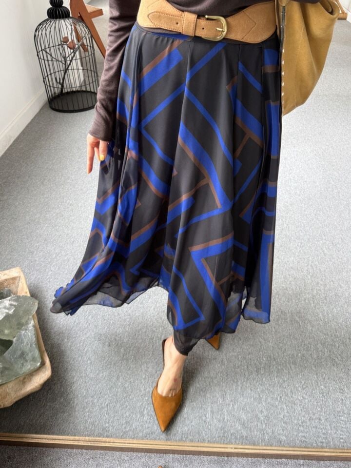 GEOMETRİK DESEN ŞİFON ETEK