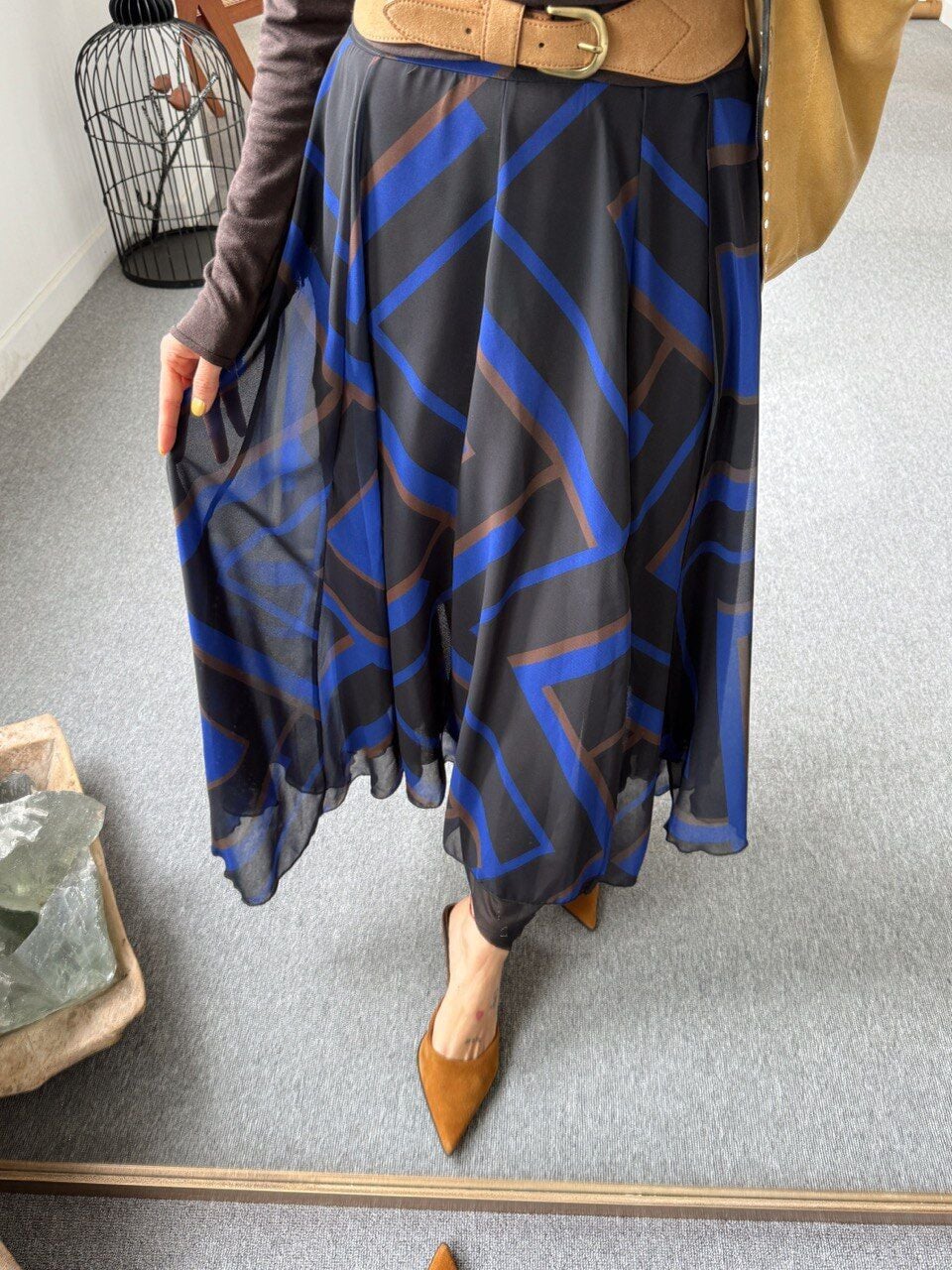 GEOMETRİK DESEN ŞİFON ETEK