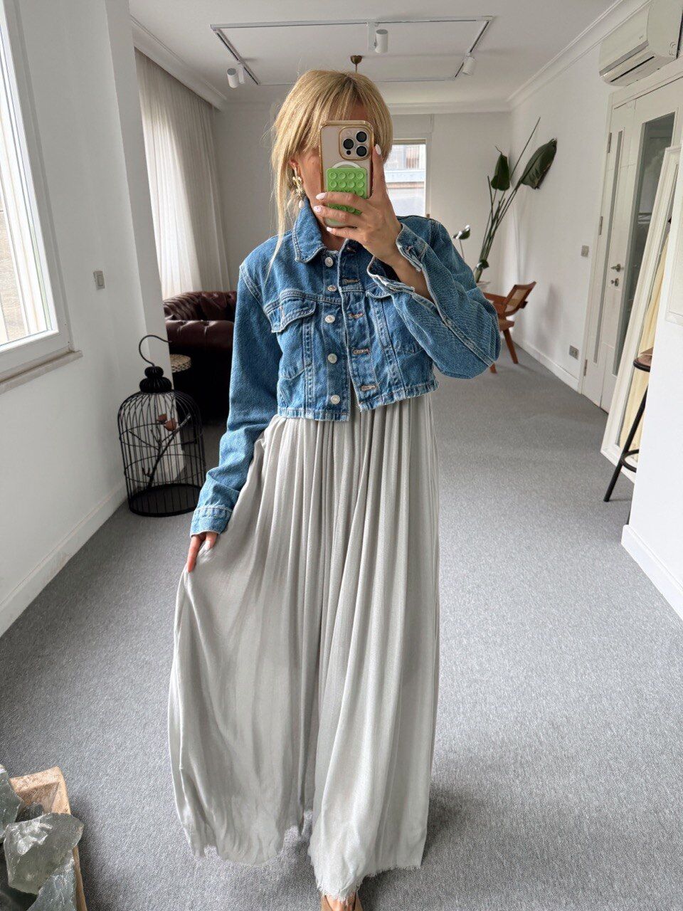 GRİ ASKILI %100 COTTON ELBİSE