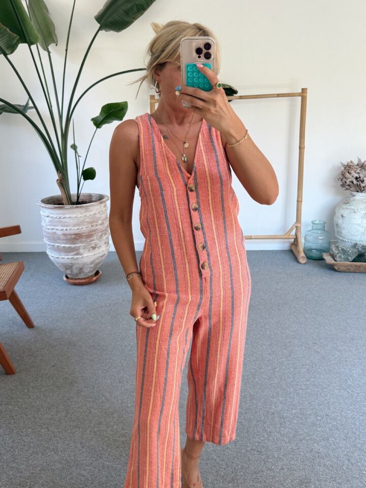 TURUNCU ÇİZGİLİ KETEN İTHAL TULUM