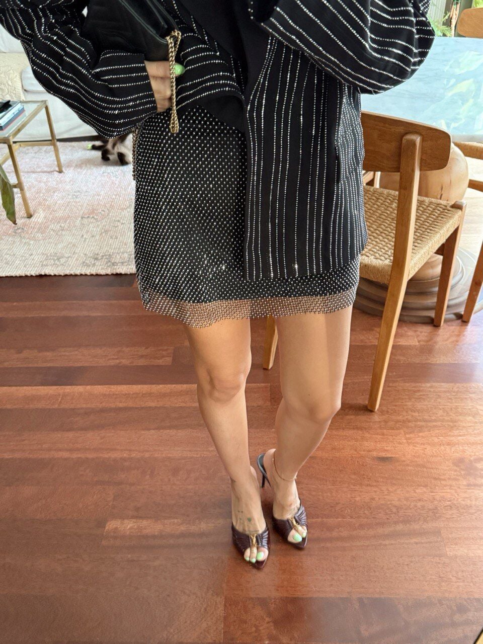 GRİ TAŞLI MİNİ ETEK