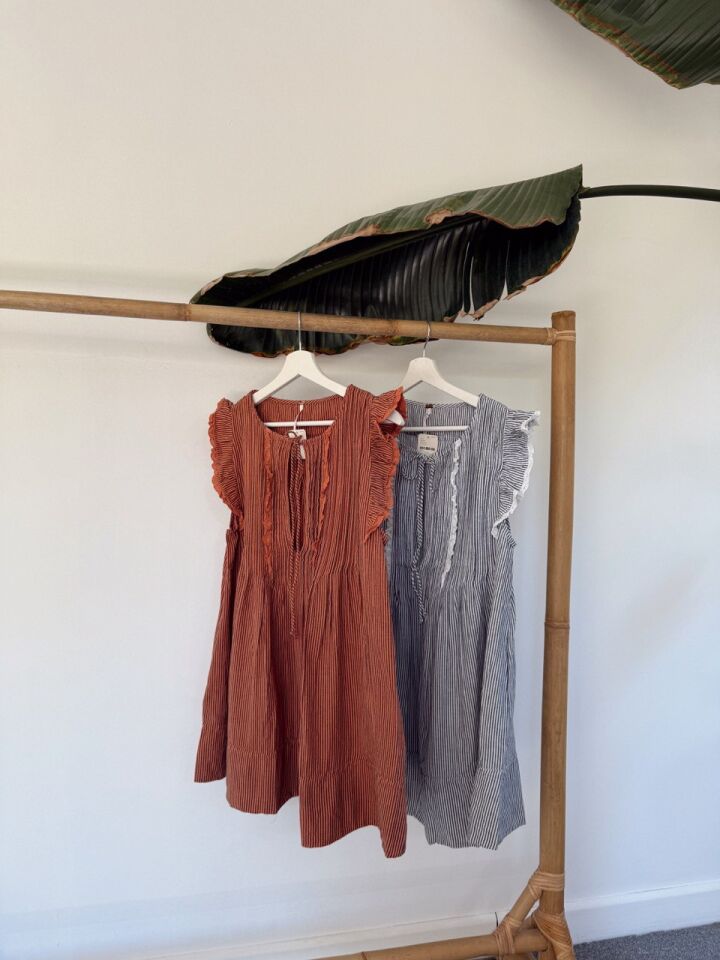 TURUNCU NERVÜR DETAY MİNİ İTHAL ELBİSE