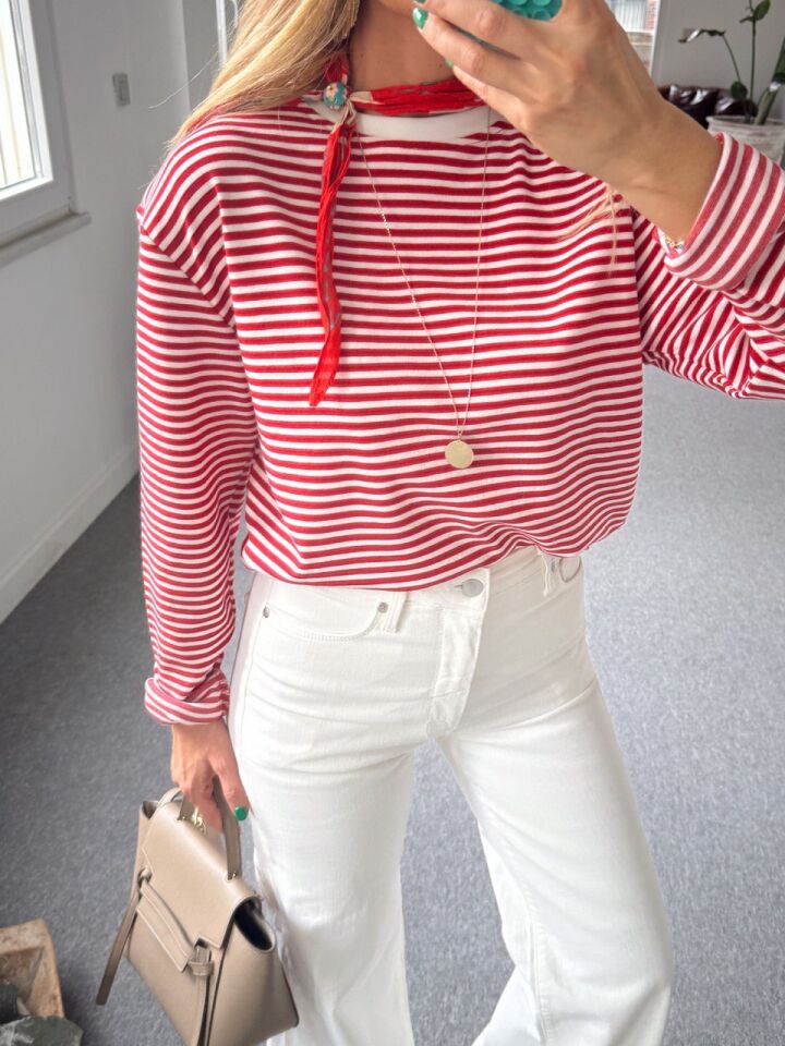 KIRMIZI PAMUKLU ÇİZGİLİ BASIC