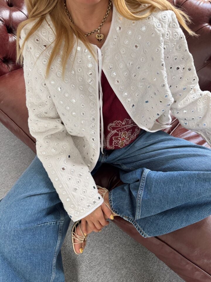 BEYAZ AYNA DETAY İTHAL CEKET