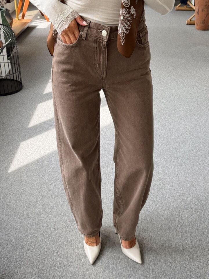KAHVERENGİ BARREL JEAN