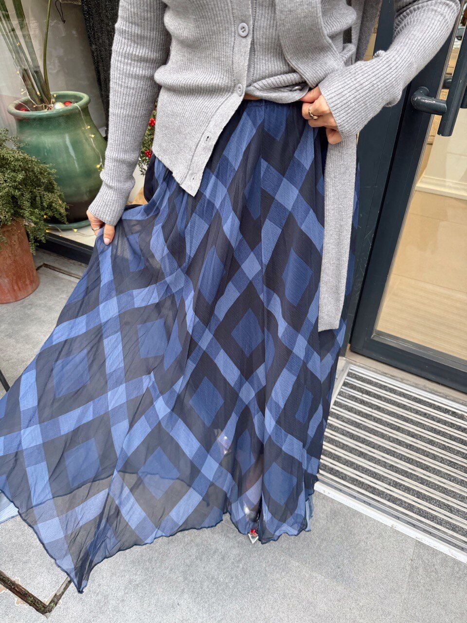 MAVİ DESENLİ PARÇALI  ETEK